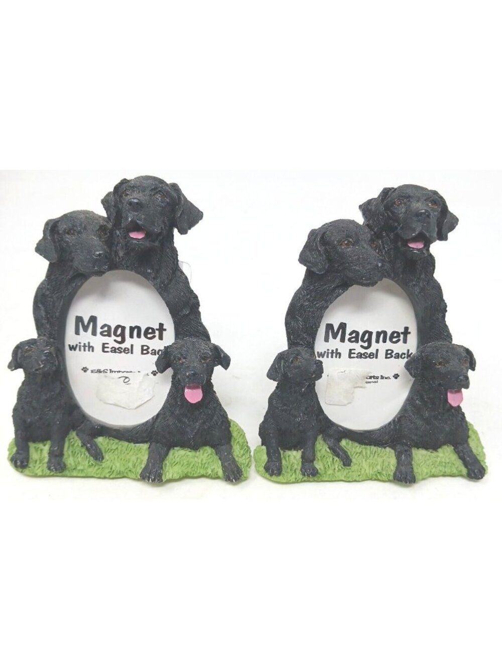 2 Black Labrador Dog Magnet Photo Frames Easel Back Set 3.75"x 3.25" #D-41